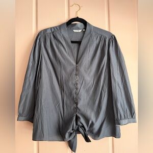 Yaya Dutch designer Charcoal Button-Up Blouse Euro Sz40/US sz 8